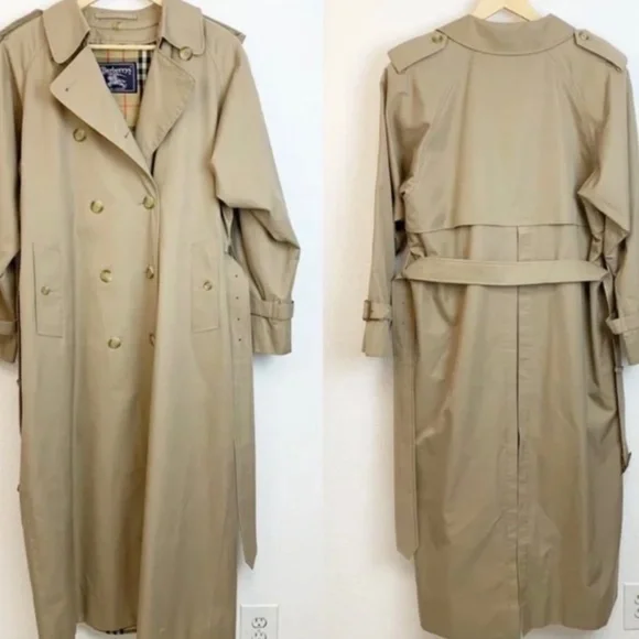 Burberrys LondonVintage Classic Trench Coat Nova Check Lining Size 12 Long